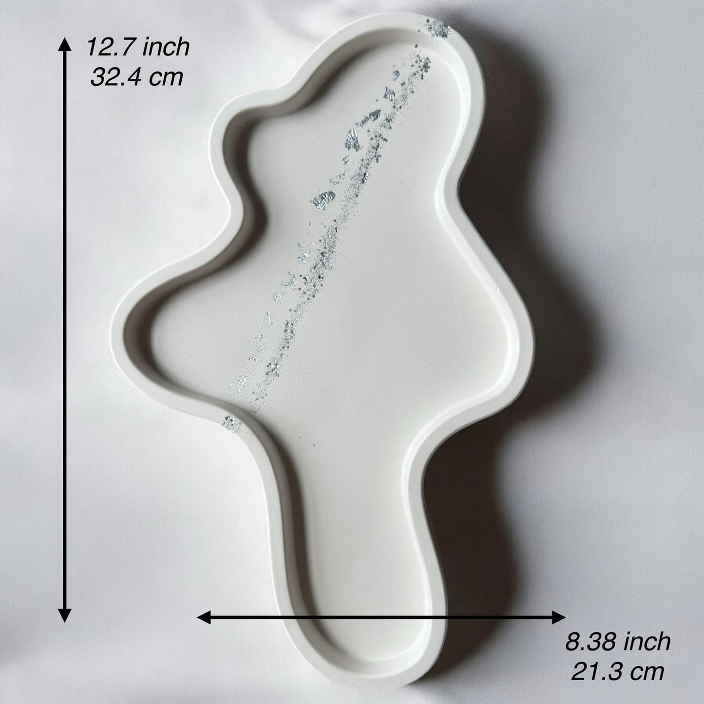 Aesthetic Gypsum Coaster Tray. Elegant tray, Silver Desigh, Handmade Tray.