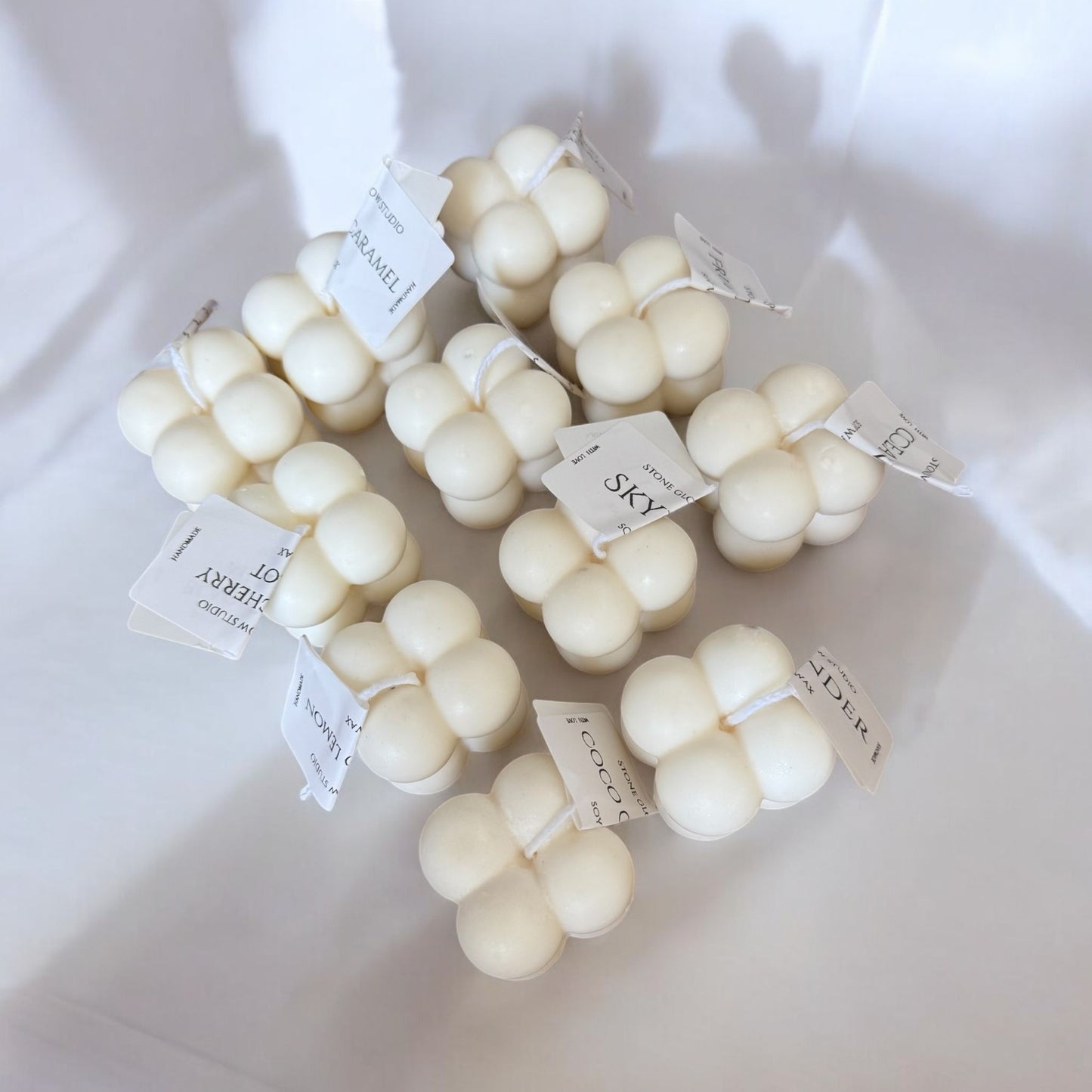 Samples of Our 11 Scents, Pillar Cubes, Organic Soy Wax.