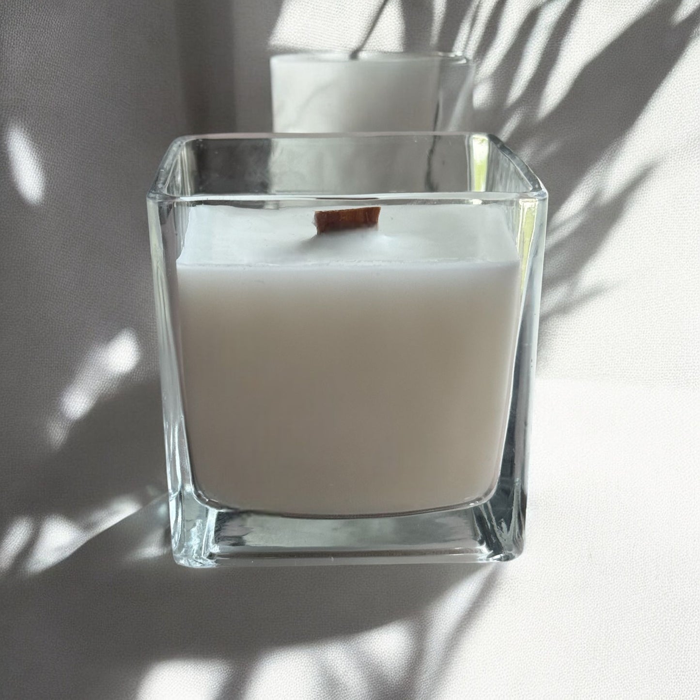 Large Square Glass Jar Candles, Cherry Wood Wick.