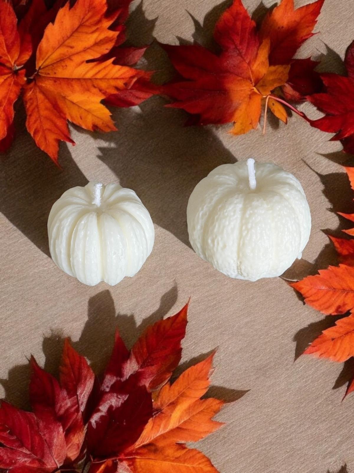 Pillar Pumpkin Scented Candle, Organic Soy Wax, Decorative Candle.