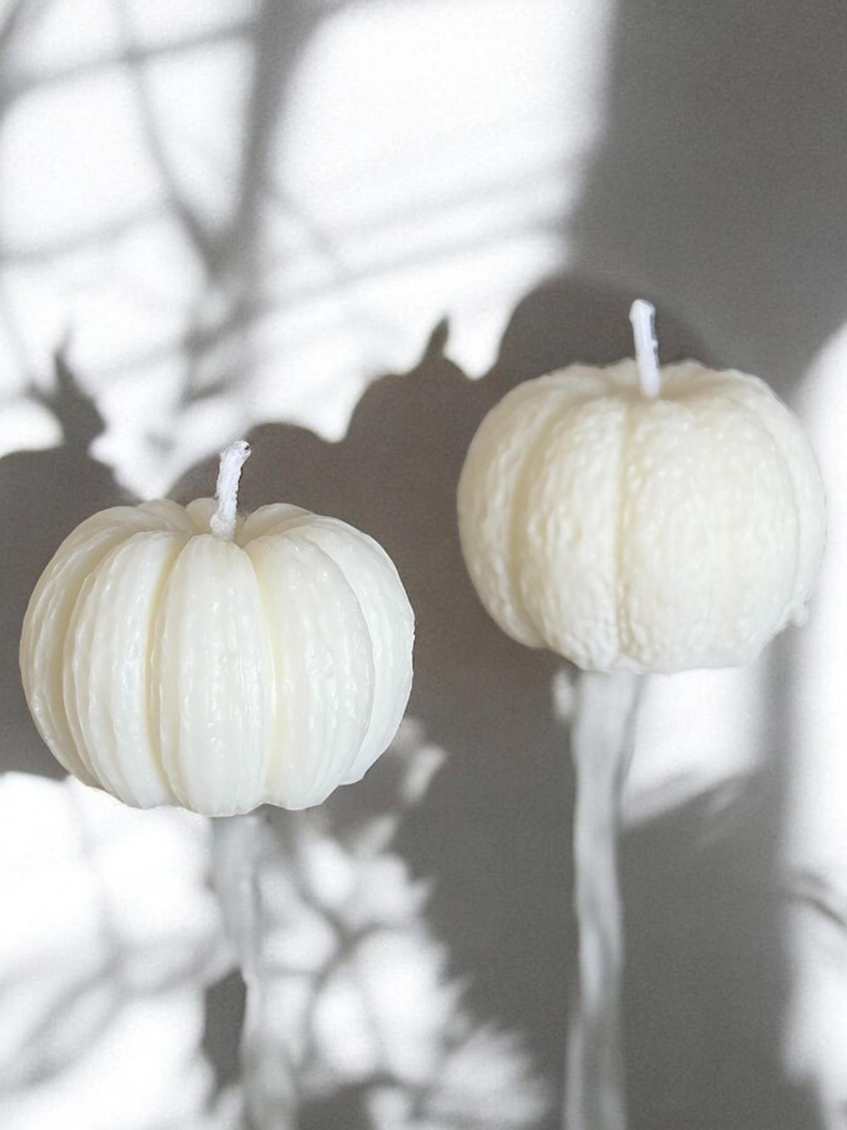 Pillar Pumpkin Scented Candle, Organic Soy Wax, Decorative Candle.