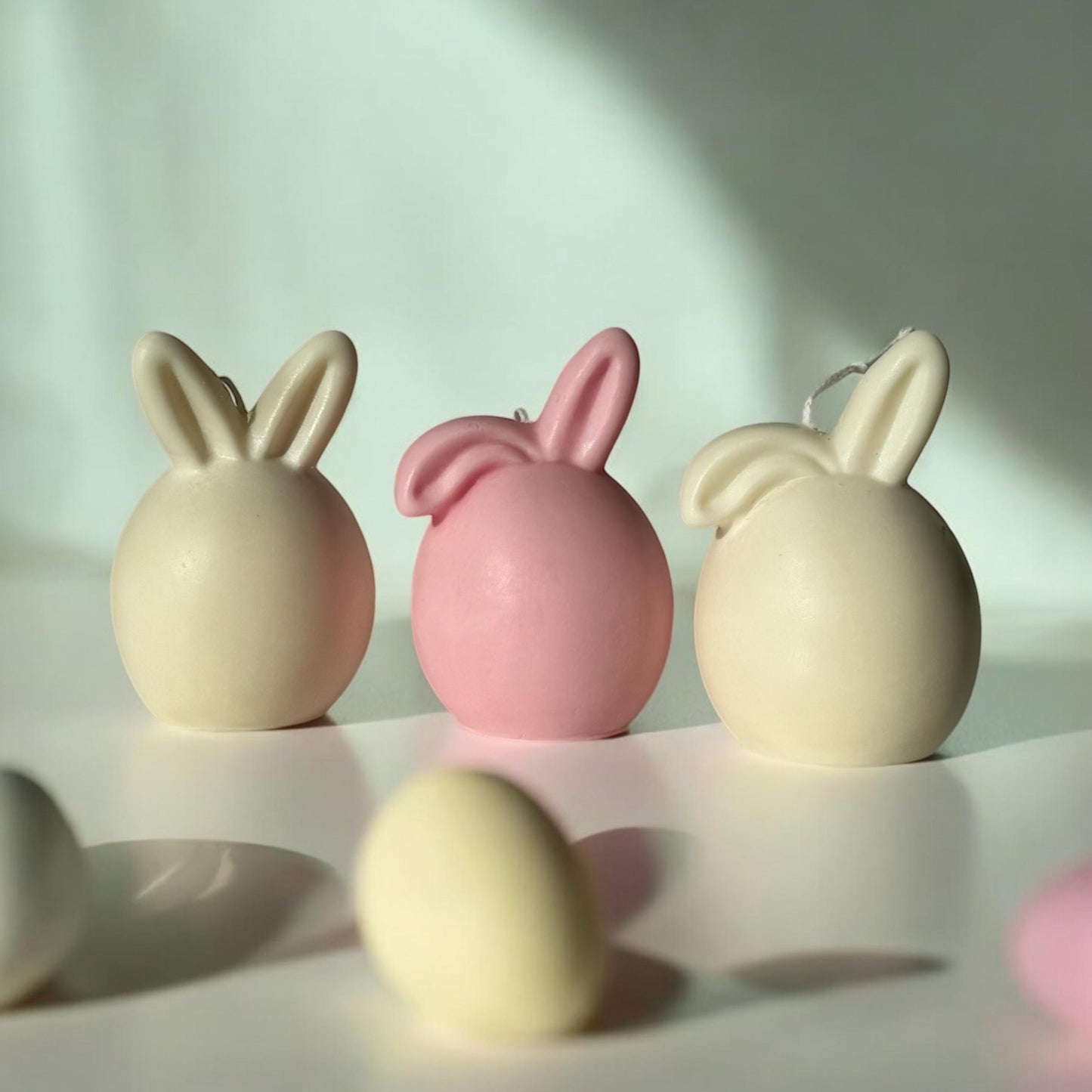 Set of 3 Bunnies Scented Pillar Candle, Easter Candles, Organic Soy Wax, Decorative Candle