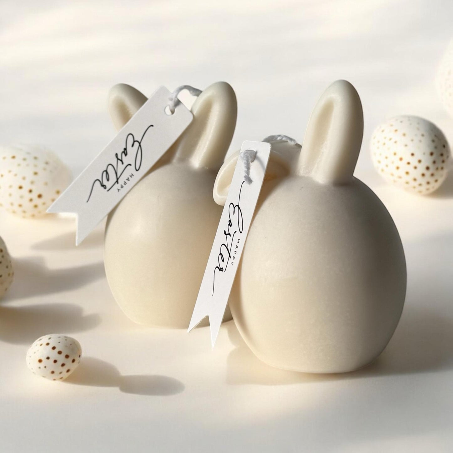 Set of 2 Bunnies Scented Pillar Candles, Easter Candles, Organic Soy Wax, Decorative Candle, Handmade