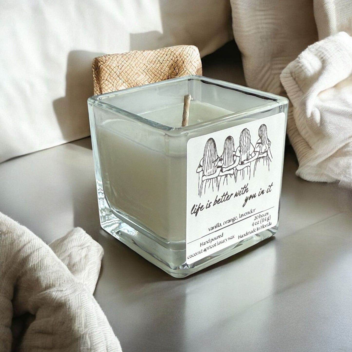 Life is better with you in it, Square Glass Jar Candle