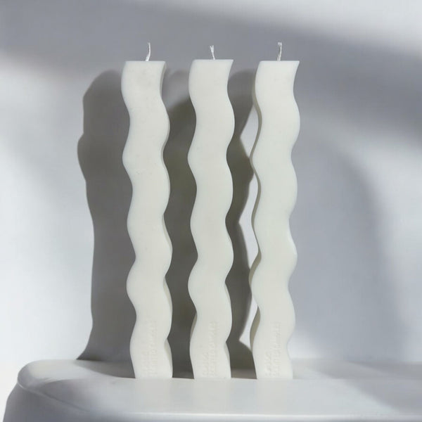 Wavy Strip Candles, Set of 3.