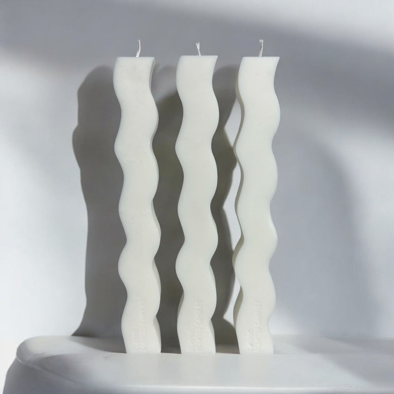 Wavy Strip Candles, Set of 3.