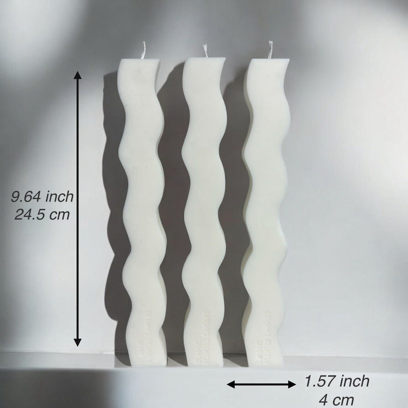 Wavy Strip Candles, Set of 3.