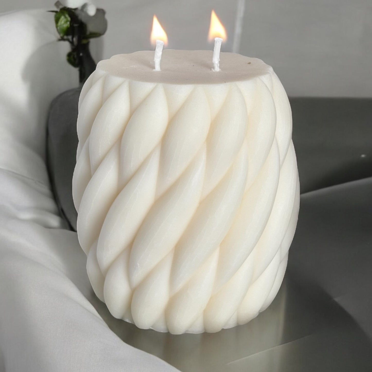 Wavy Large Pillar Candle.