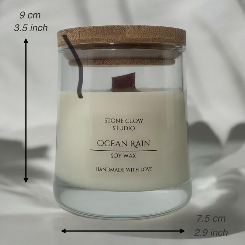 Glass Jar Candle, Cherry Wood Wick.