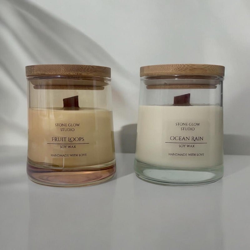 Set of 2 Glass Jar Candles.