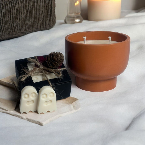 Orange Candle Bowl, Mini - Ghosts.