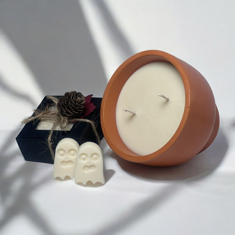 Orange Candle Bowl, Mini - Ghosts.