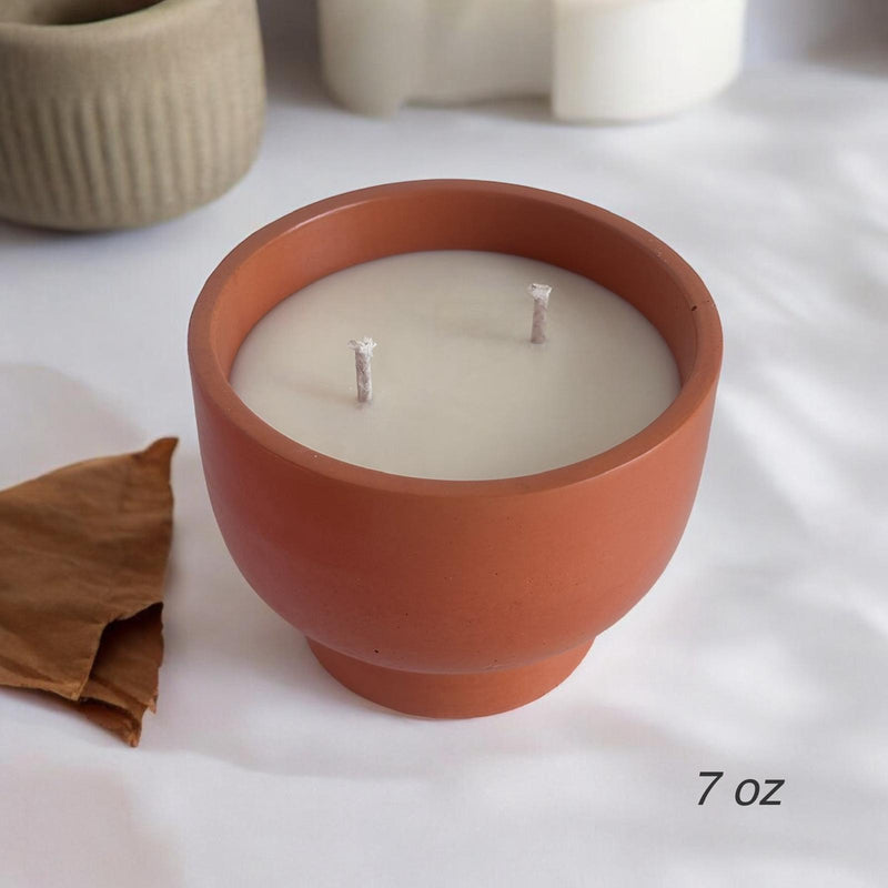 Orange Concrete Candle Bowl.