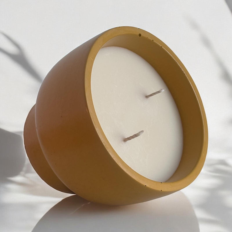 Yellow Concrete Bowl Candle Jar.