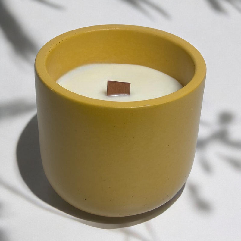 Classic Candle Style, Yellow Concrete Jar.
