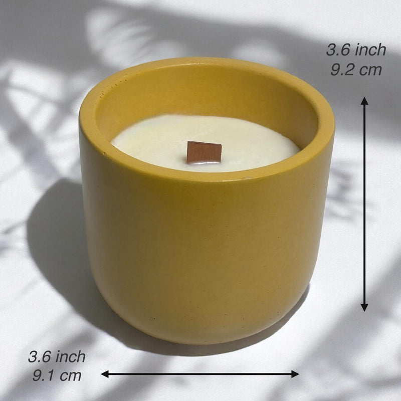 Classic Candle Style, Yellow Concrete Jar.
