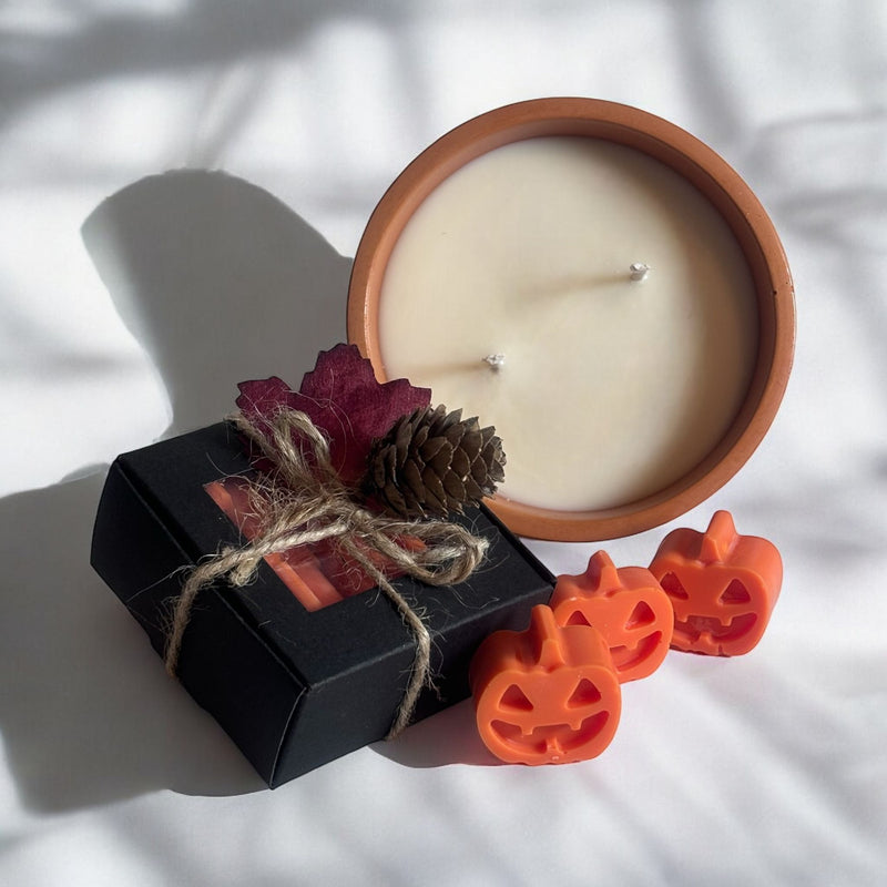 Orange Candle Bowl, Pumpkin Wax Melts.