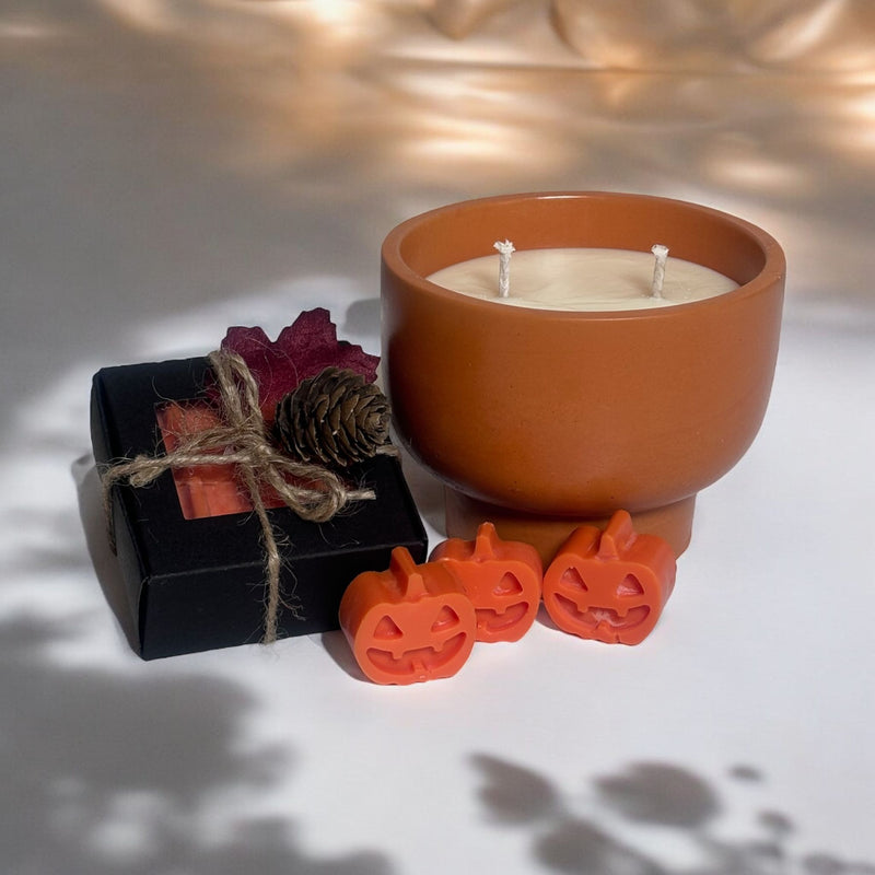 Orange Candle Bowl, Pumpkin Wax Melts.