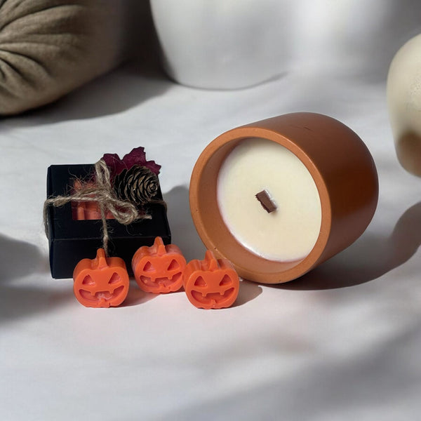 Orange Classic Jar Candle, Pumpkin Wax Melts.