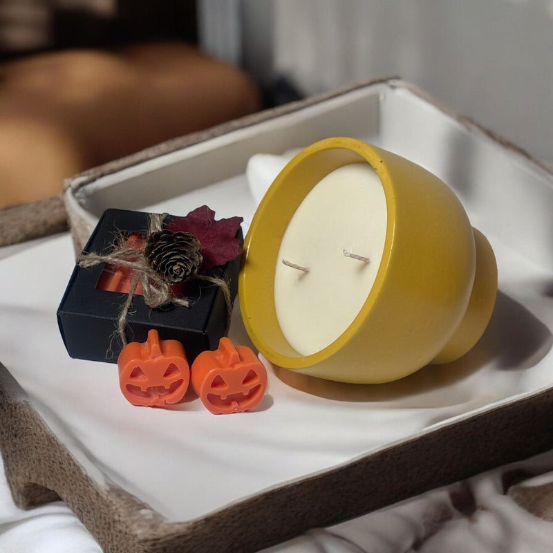 Yellow Candle Bowl, Pumpkin Wax Melts.