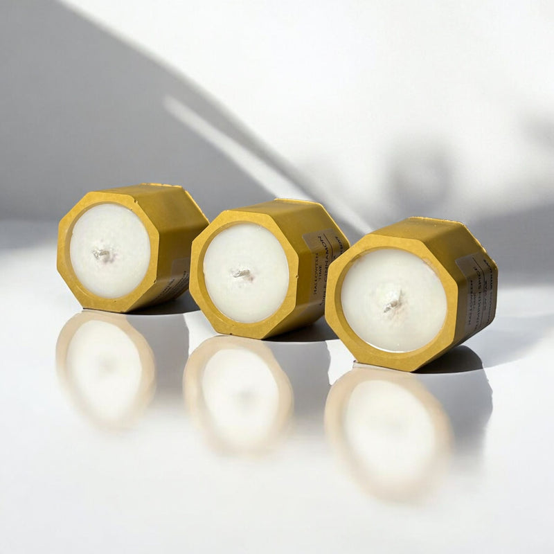 Yellow Halloween Set of 3 Small Candles.