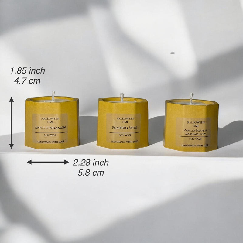 Yellow Halloween Set of 3 Small Candles.