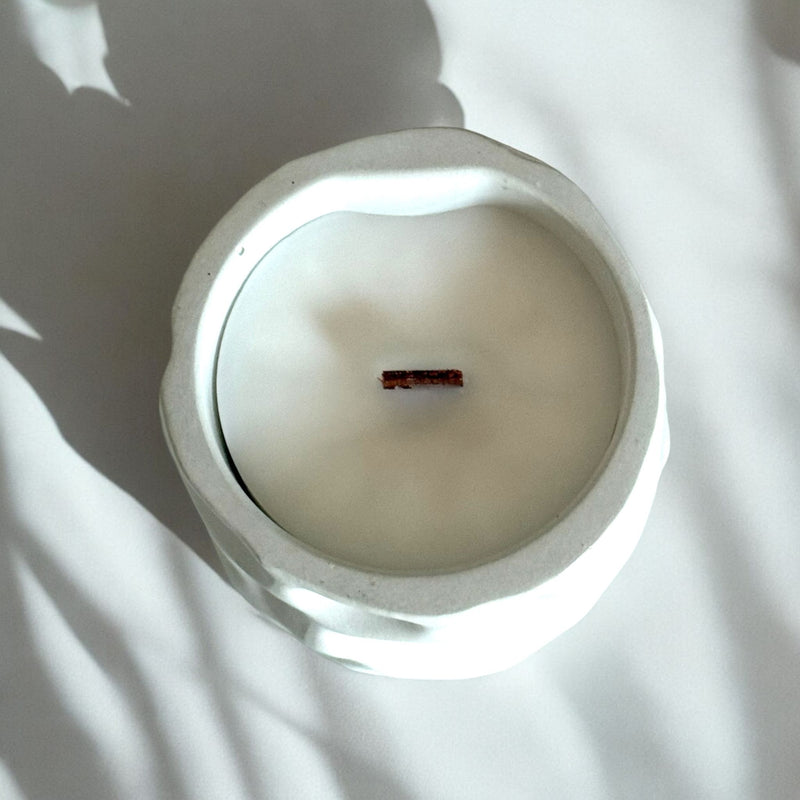 Modern Style Concrete Candle, Cherry Wood Wick.