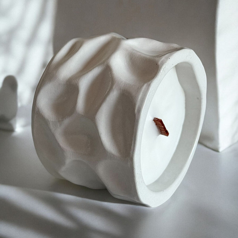 Modern Style Concrete Candle, Cherry Wood Wick.