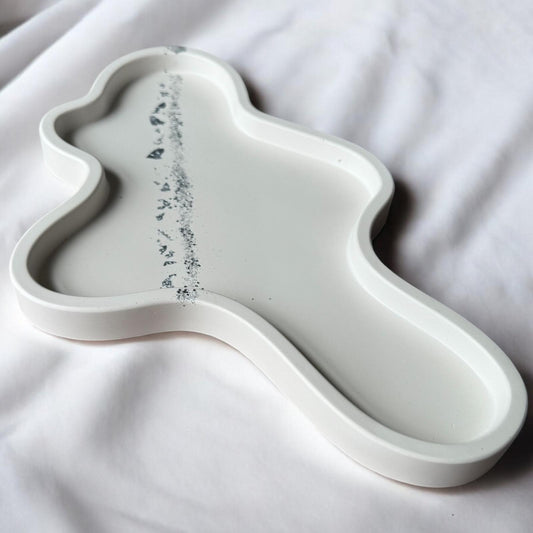 Aesthetic Gypsum Coaster Tray. Elegant tray, Silver Desigh, Handmade Tray.