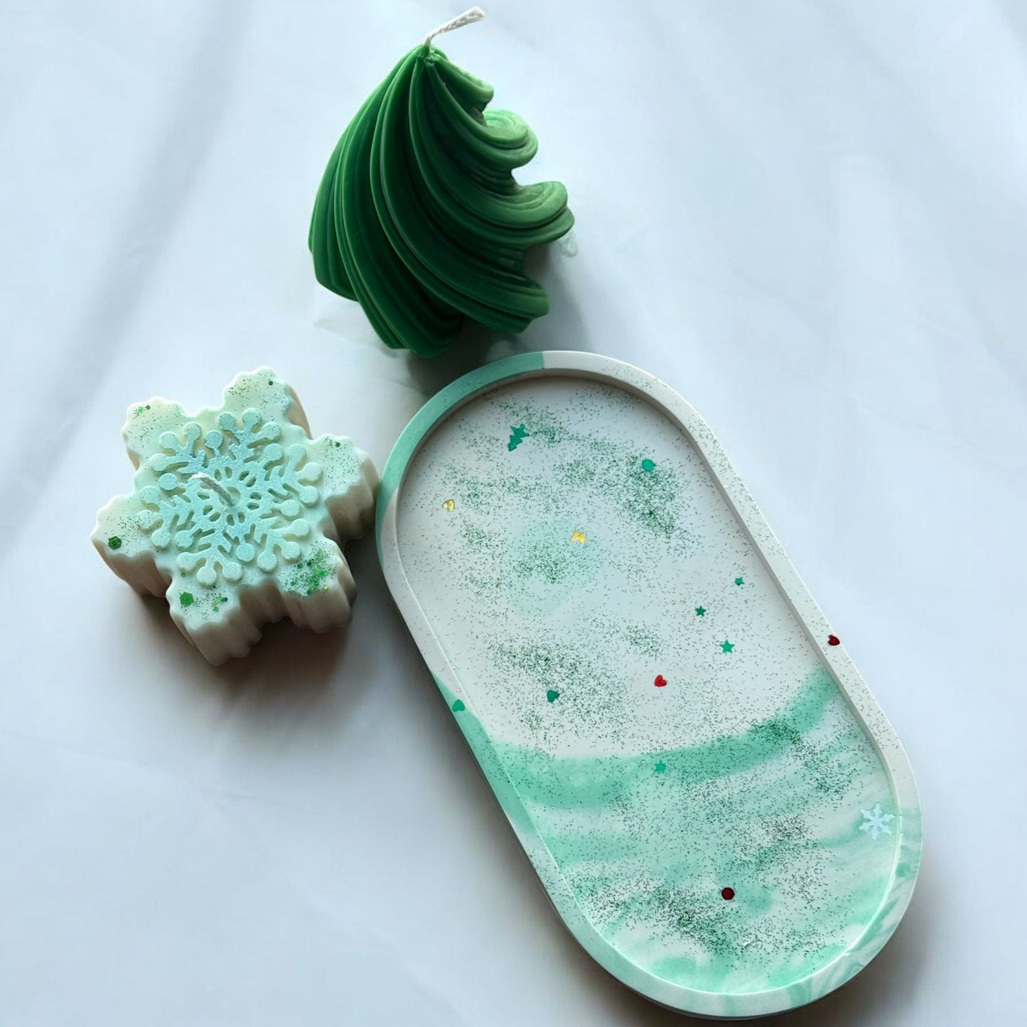 Christmas Set, Decorative Candle, Gypsum Coaster Tray.