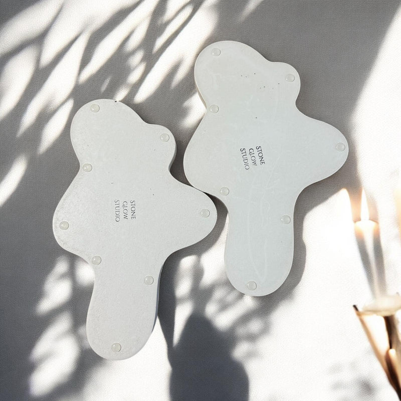 Aesthetic Gypsum Coaster Tray. Elegant tray, Silver Desigh, Handmade Tray.