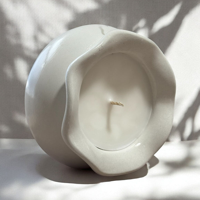 Concrete Candle, Decorative Candle, Coconut Apricot Luxury Wax.