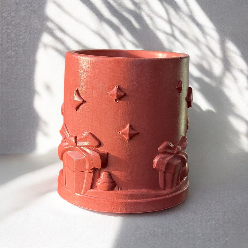 Christmas Concrete Jar, CoconutApricot Luxury Wax, Handmade Candle.