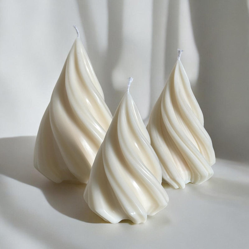 Pillar Christmas Tree Set of 3, Scented Candles, Organic Soy Wax.