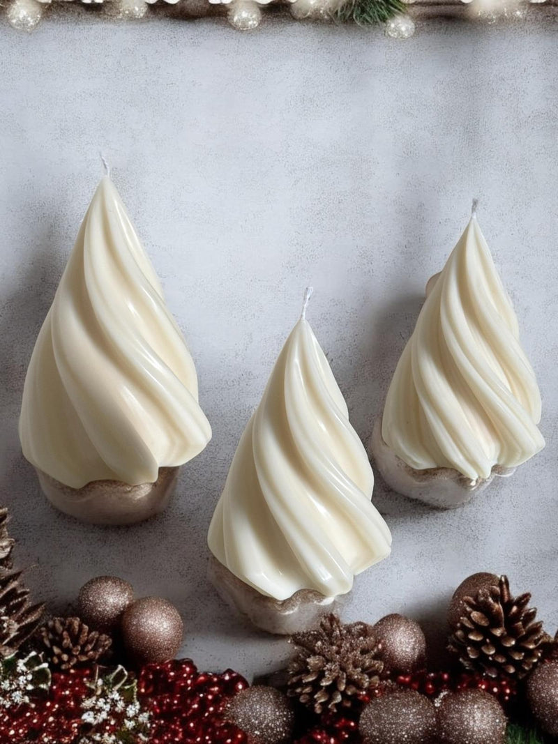 Pillar Christmas Tree Set of 3, Scented Candles, Organic Soy Wax.