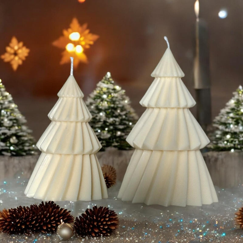 Pillar Christmas Tree Scented Candles, Organic Soy Wax.