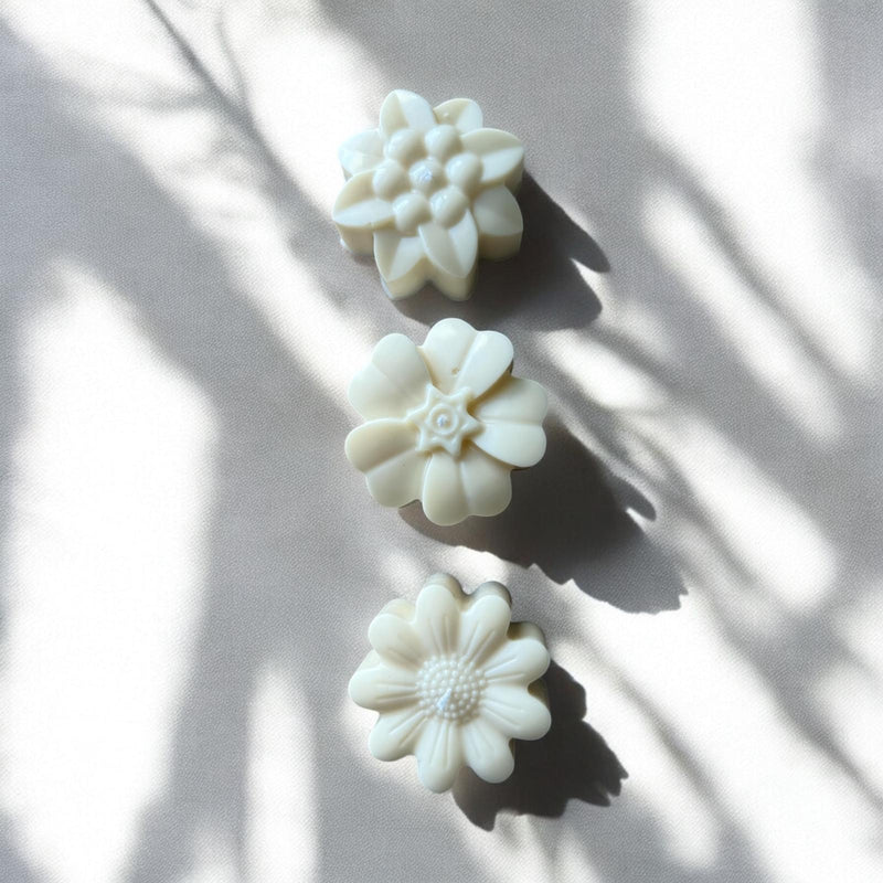 Pillar Flowers Scented Candles, Set of 3, Organic Soy Wax, Decorative Candle.
