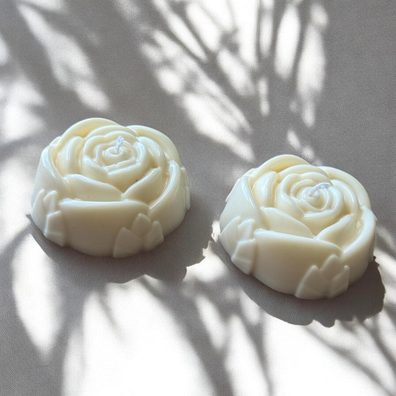 Pillar Flowers Scented Candles, Set of 2, Organic Soy Wax, Decorative Candle.