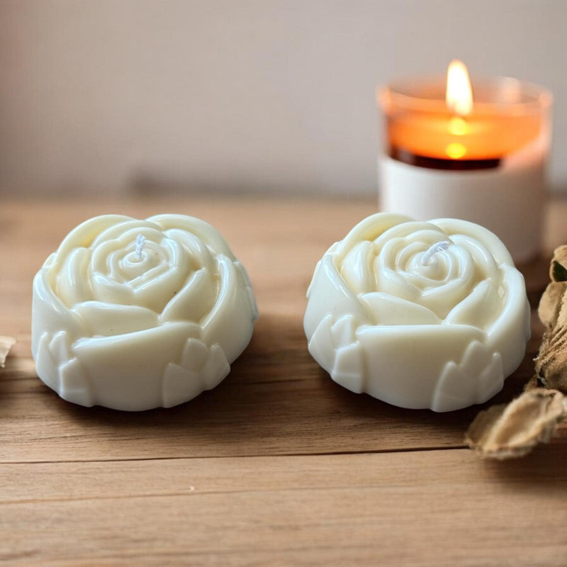 Pillar Flowers Scented Candles, Set of 2, Organic Soy Wax, Decorative Candle.
