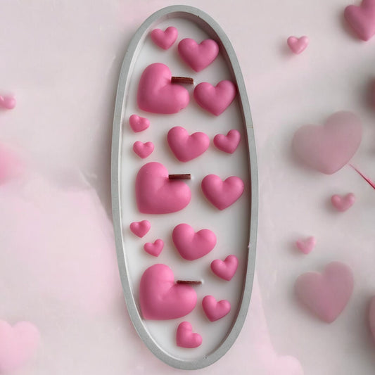 Concrete Boat Candle with Pink Hearts on Top