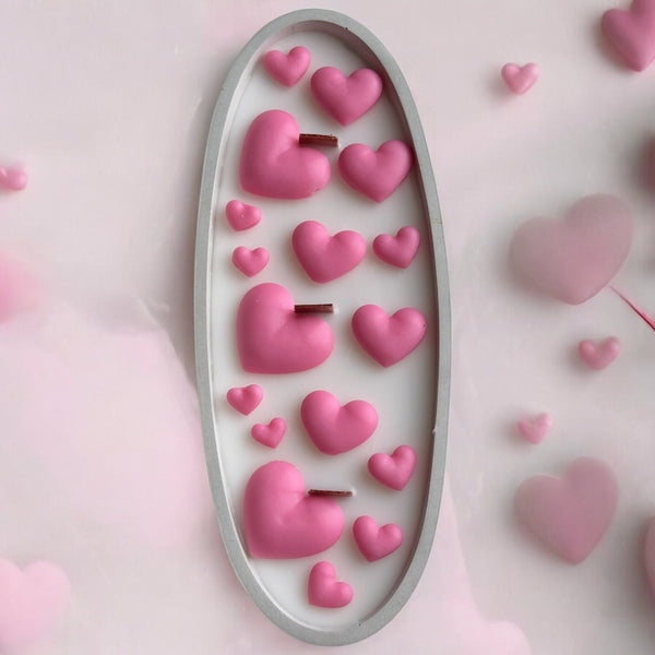 Concrete Boat Candle with Pink Hearts on Top