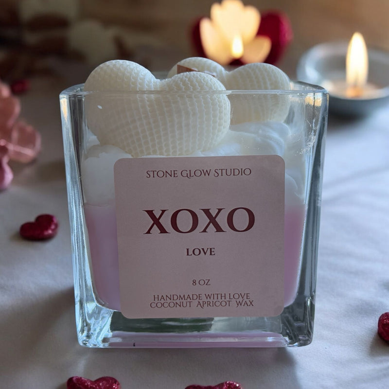 Valentine's Day Square Glass Jar Candle