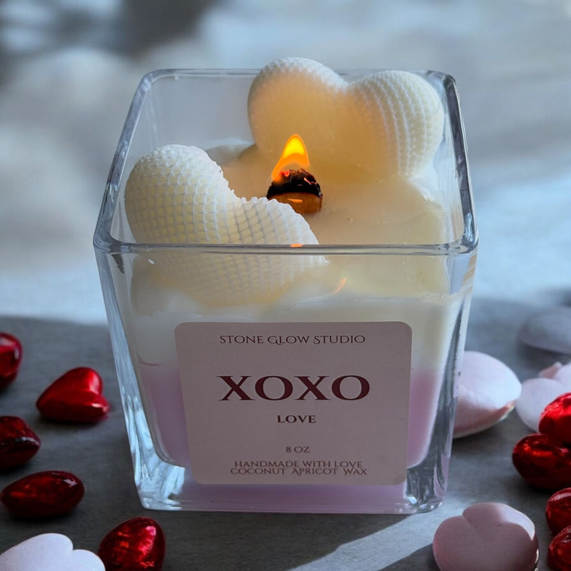 Valentine's Day Square Glass Jar Candle