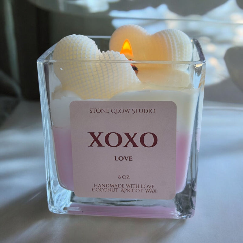 Valentine's Day Square Glass Jar Candle