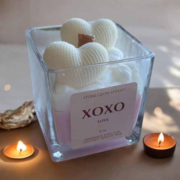 Valentine's Day Square Glass Jar Candle