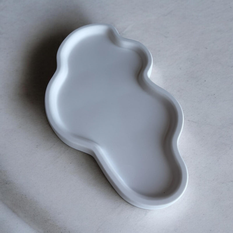 Aesthetic White Gypsum Coaster Tray - Handmade.