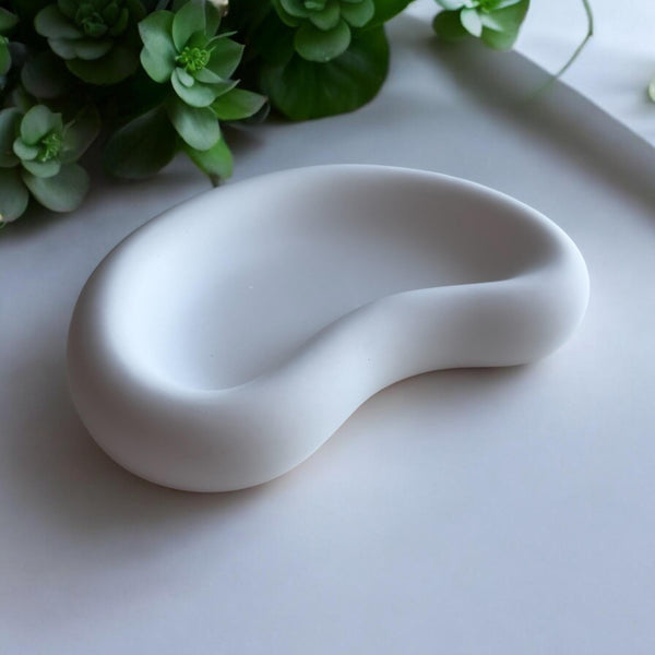Aesthetic White Gypsum Coaster Tray Handmade.