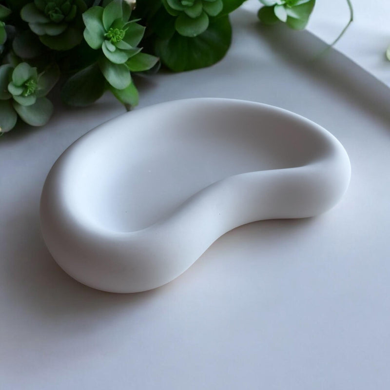 Aesthetic White Gypsum Coaster Tray Handmade.