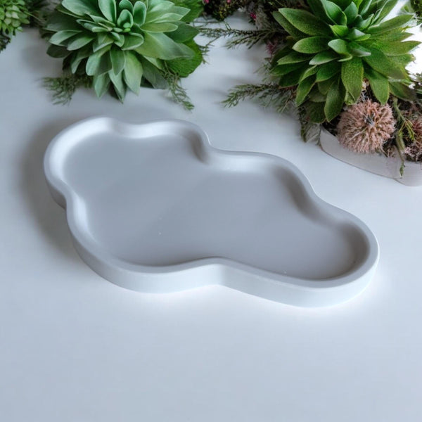 Aesthetic White Gypsum Coaster Tray - Handmade.