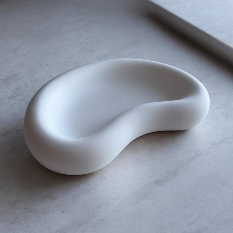 Aesthetic White Gypsum Coaster Tray Handmade.